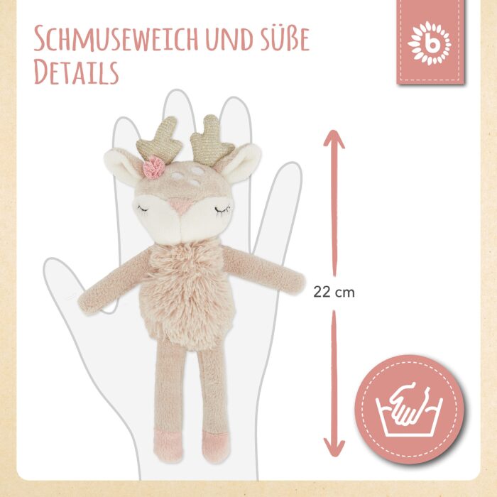 Bieco Kuscheltier Reh Ella Rassel | Baby Kuscheltier ab 0 Monate Stofftier Baby Plüschtier Reh rentier – Bild 5