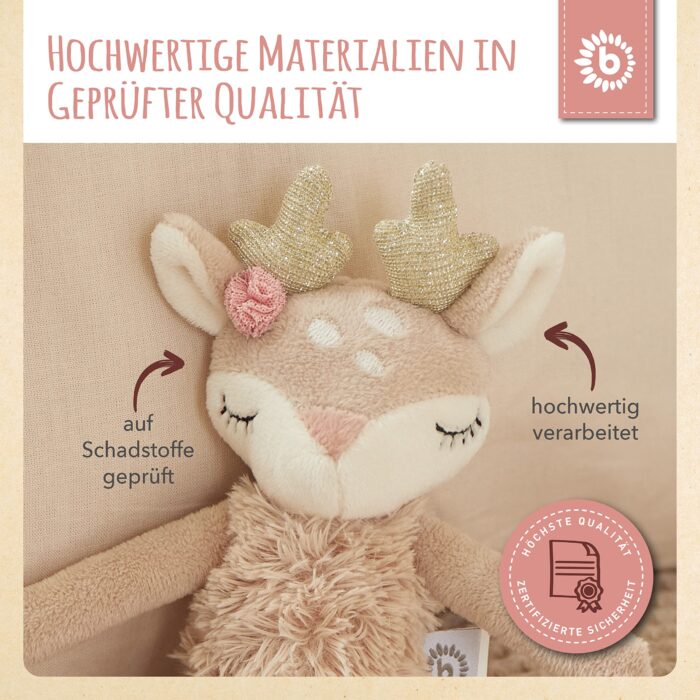 Bieco Kuscheltier Reh Ella Rassel | Baby Kuscheltier ab 0 Monate Stofftier Baby Plüschtier Reh rentier – Bild 4